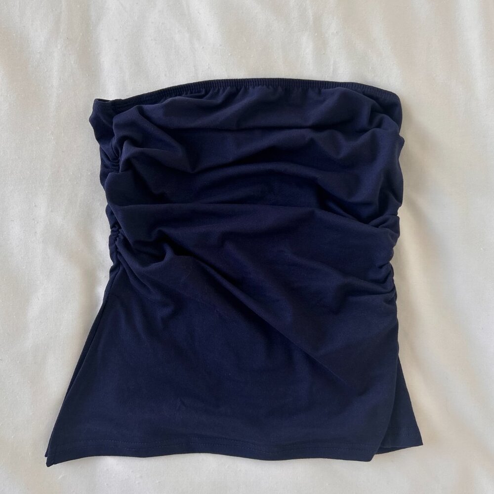 Navy Blue Asymmetrical Tube Top